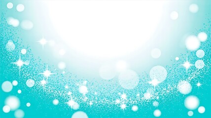 Sparkling blue bokeh background with glowing light and glitter particles
