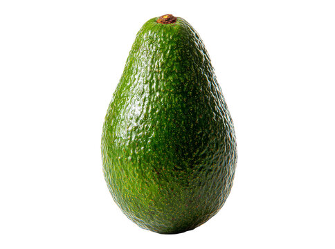 Single ripe green avocado isolated on black background, Isolated On Transparent Background