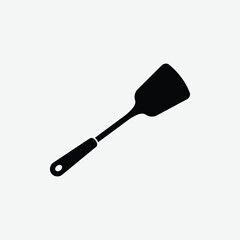 Download a high-quality black spatula vector silhouette on a clean white background, perfect for kitchen-themed designs, icons, prints, and digital projects.