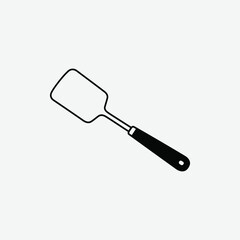 Download a high-quality black spatula vector silhouette on a clean white background, perfect for kitchen-themed designs, icons, prints, and digital projects.