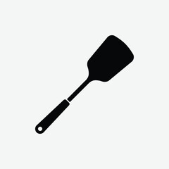 Download a high-quality black spatula vector silhouette on a clean white background, perfect for kitchen-themed designs, icons, prints, and digital projects.