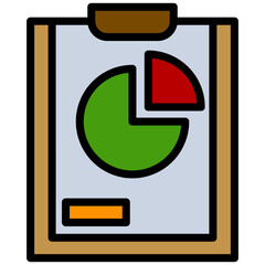 Clipboard Pie Chart outline flat Icon, Investment concept design in outline flat icon style