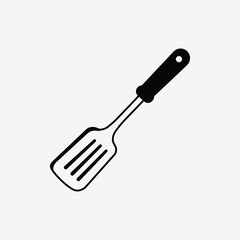 Download a high-quality black spatula vector silhouette on a clean white background, perfect for kitchen-themed designs, icons, prints, and digital projects.