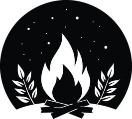 Silhouette Of Campfire In Autumn Setting - Premium Design Element