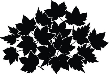 Silhouette Of Clustered Autumn Leaves With Layered - Premium Design Element