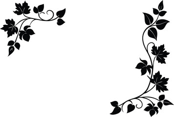 Silhouette Of Corner Border With Fall Vines - Seasonal Decor Concept © rashelrs43