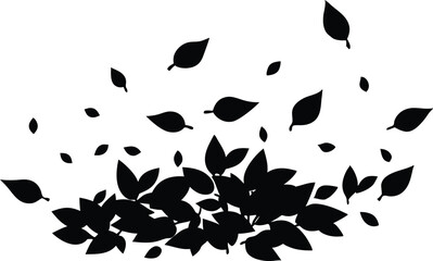 Silhouette Of Leaves Scattered On Ground - High Quality Vector Graphic