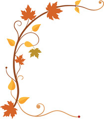 Corner Border With Fall Vines On Transparent Background - Modern Minimalist Silhouette