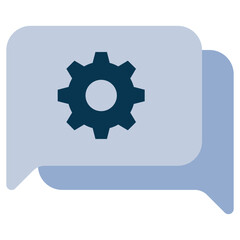 Gear Chat Flat Icon, Online Digital Marketing icon in Flat Design Style