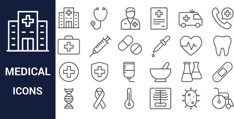 Collection of Medical Icons Healthcare Symbols and Line Art Graphics