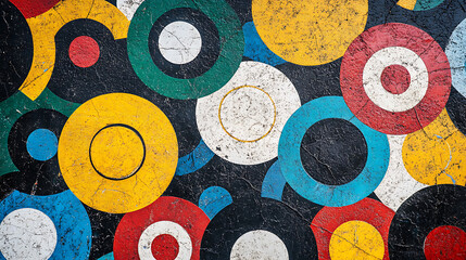 Fototapeta premium Vibrant Circular Patterns on Textured Wall