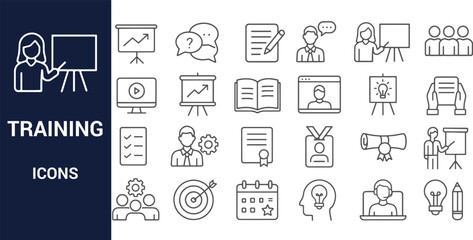 Training Icons  A Comprehensive Set of Line Icons for Business, Education, and Development
