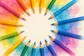 Naklejka premium colored pencils on white background