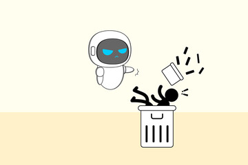 Robotics are rapidly replacing human jobs, especially in manufacturing, logistics, and customer service. Illustration vector design. EPS 10