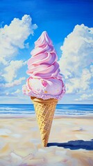 Ice cream cone on a sunny day.