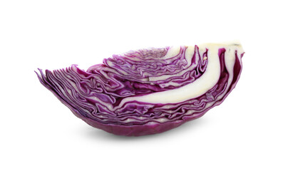 Cut fresh red cabbage isolated on white