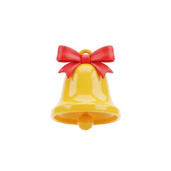 Yellow Christmas Bell with Red Bow Decorative Holiday Ornament