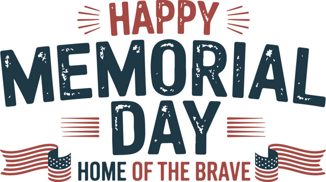 memorial day typography design with american flags stars and text for patriotic remembrance holiday celebration