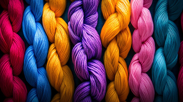 Vibrant Skeins of Yarn in a Rainbow of Colors