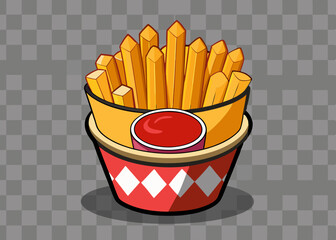 basket of french fries Creative vector cartoon illustration