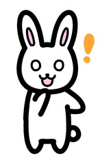 驚いたうさぎのキャラクターのイラスト
