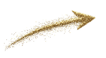 Golden arrow of shimmering particles