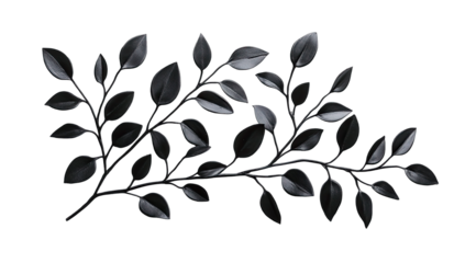 Dark, stylized leaves and branches on black background