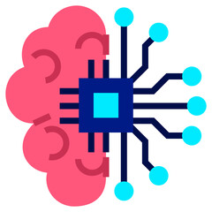 Circuit Brain Flat Icon, Artificial Intelligence Concept in flat design style