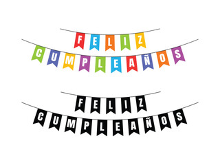 Happy Birthday Bunting in Spanish Feliz Cumpleaños Party Decoration Festive Banner Design