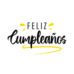 Happy Birthday Bunting Spanish Feliz Cumplea&ntilde;os Party Decoration Festive Banner Design. Happy Birthday in Spanish Lettering Design Concept
