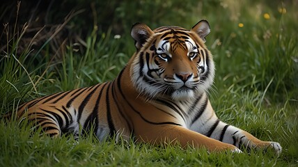 Obraz premium tiger in the grass