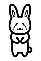 泣いているうさぎのキャラクターのイラスト