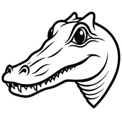 Naklejka premium Isolated alligator head shows detailed teeth and eyes in a bold style