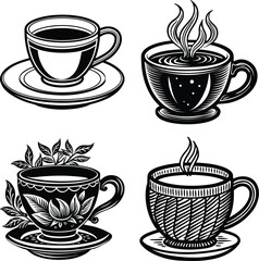 Coffee cups sketches and doodles
Coffee cup. Icon for design. Blank, white and black backgrounds - Line icon
