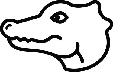 Isolated alligator head shows a simplified black line against plain white background for easy use