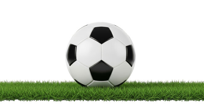 Soccer ball poised on emerald field