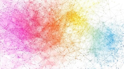 Abstract network pattern in bright tones connected with fine lines