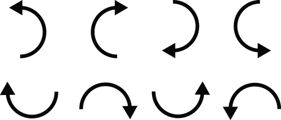 U turn arrow symbol icon set. Direction Icon Set. Go Straight This Way One Way Only U Turn Left and Right Black and White Arrow vector illustration. Editable Stroke