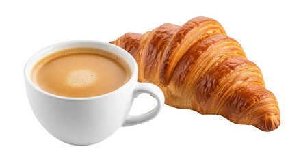 Warm coffee paired with a golden croissant