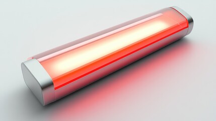 Iron heating element indicator light glowing red on white surface