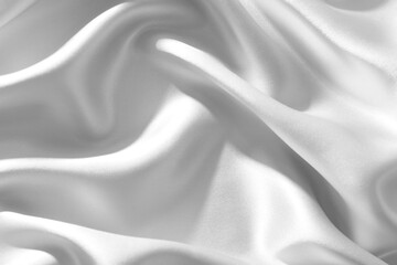 Texture of white silk fabric as background, top view