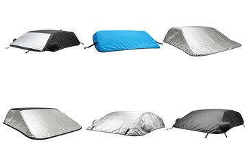 Car Windshield Snow Covers: A variety of car windshield snow covers in different colors and sizes, offering protection from winter weather.  