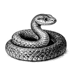 Black and white snake sketch with transparent background for vector use