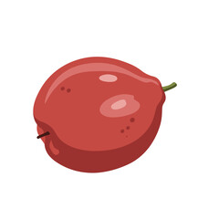 Obraz premium A vibrant red pear resting on a clean white background, emphasizing its smooth texture