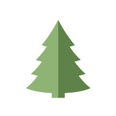 Green pine tree silhouette against a white background, ideal for nature-themed designs