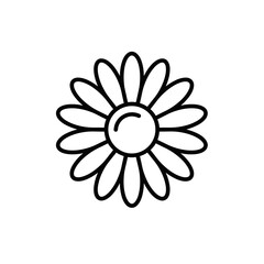 Line art daisy flower illustration on white background  
