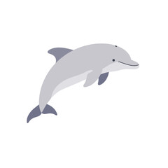 Fototapeta premium Playful dolphin swimming gracefully in a serene ocean with gentle waves in the background