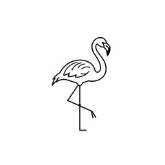 Obraz premium Simple line art of a flamingo standing on one leg 