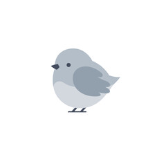 Obraz premium Cute cartoon bird perched on a branch against a simple white background