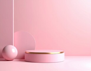 Stylish display platform for products minimalist studio digital art soft lighting elegant aesthetic